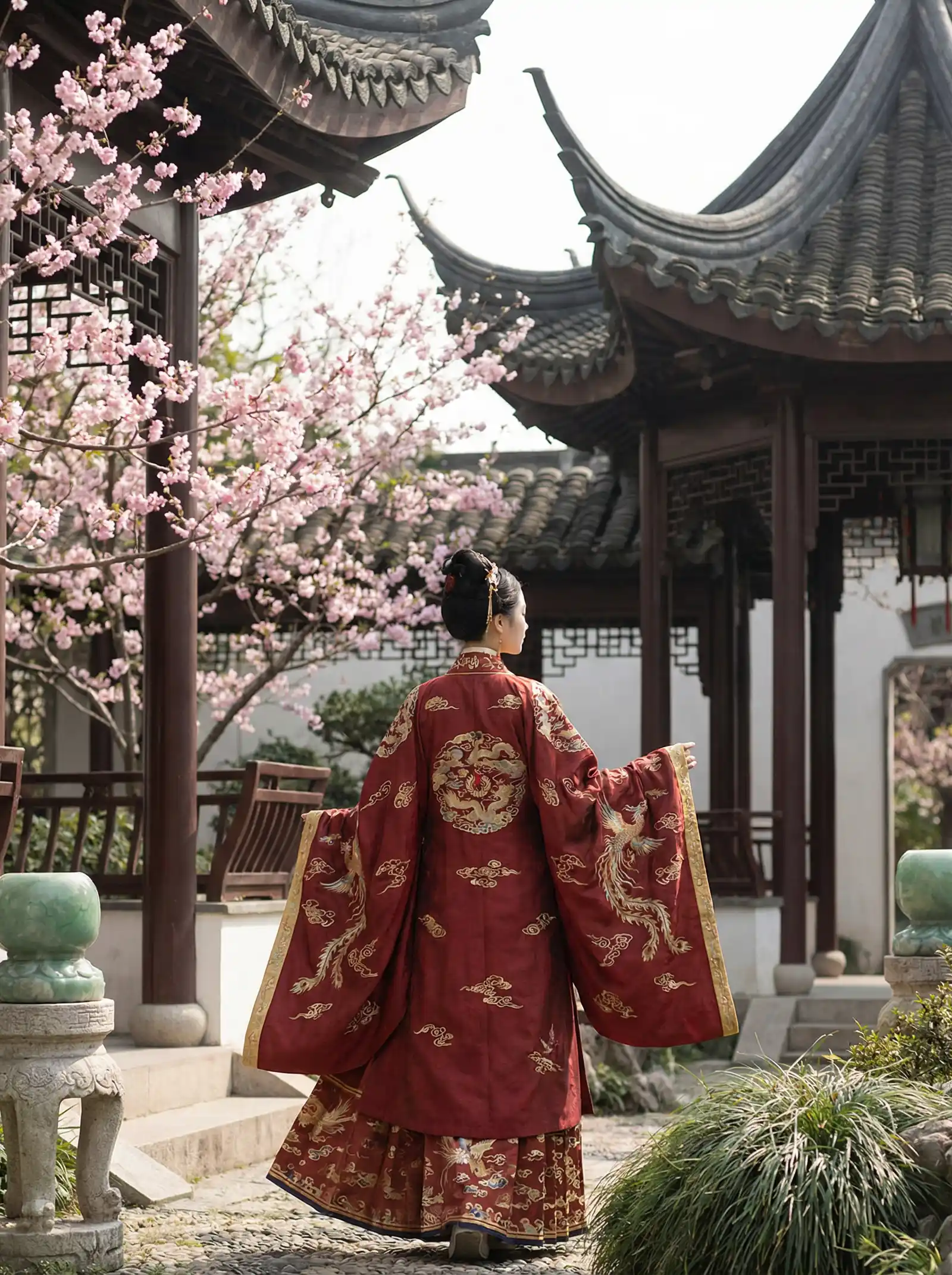 XL上司带翻译第二季 明制汉服红色凤凰刺绣